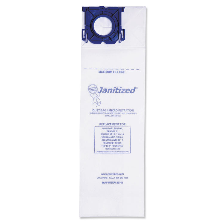 Janitized - Vacuum Filter Bags Designed to Fit Windsor Sensor S/S2/XP/Versamatic Plus, 100CT