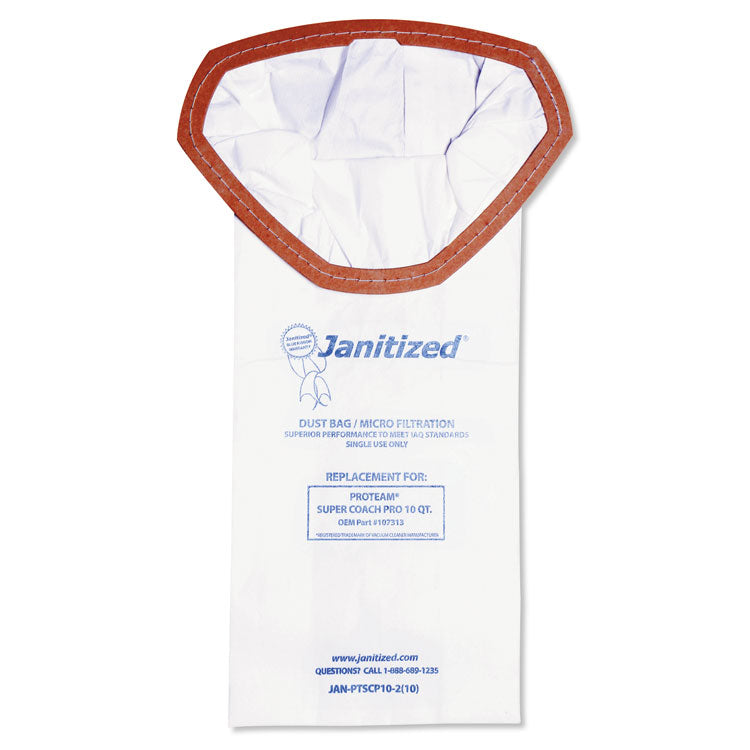 Janitized - Vacuum Filter Bags Designed to Fit ProTeam Super Coach Pro 10, 100/CT