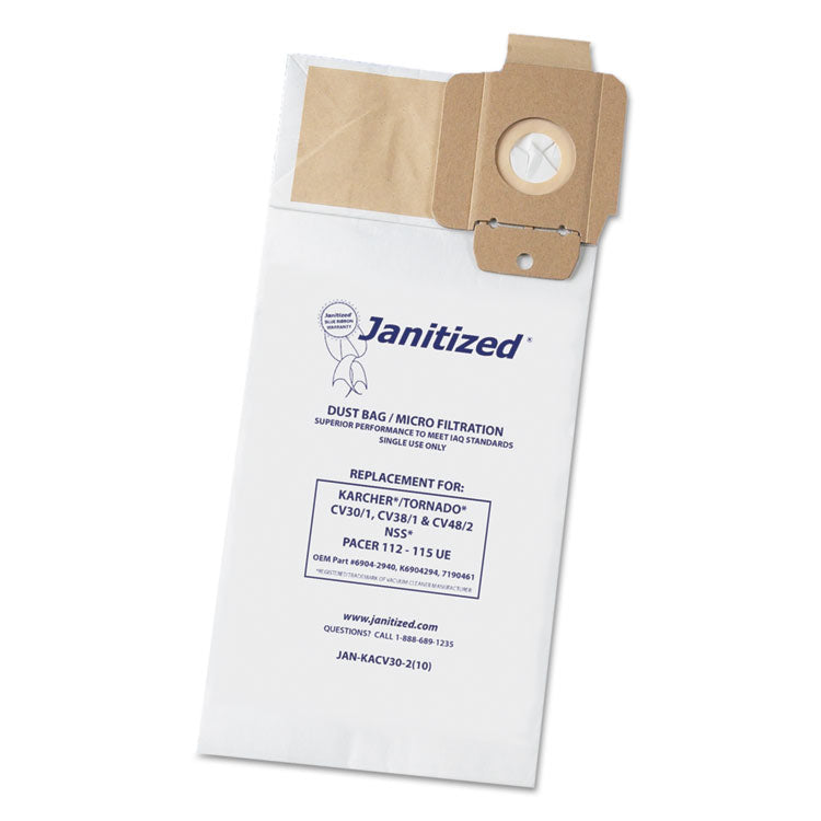 Janitized - Vacuum Filter Bag Designed to Fit Karcher/Tornado CV30/1, CV38/1, CV48/2, 100/CT