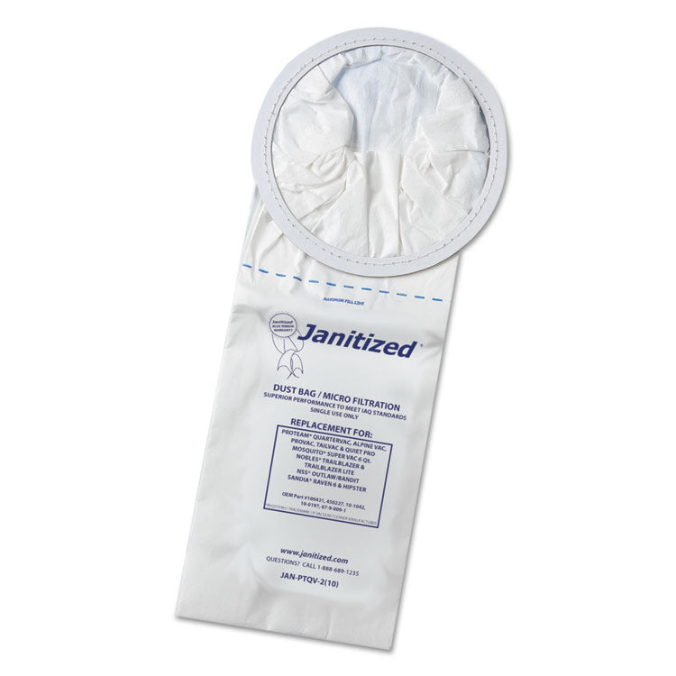 Janitized - Vacuum Filter Bags Designed to Fit ProTeam 6 Qt. QuarterVac, 100/CT