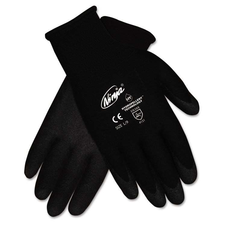 MCR Safety - Ninja HPT PVC coated Nylon Gloves, Large, Black, Pair