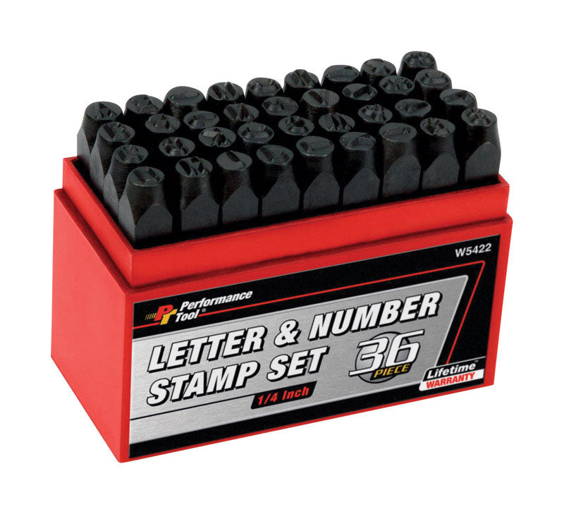 PERFORMANCE TOOL - Performance Tool 1/4 in. Letter and Number Stamp Set 36 pk