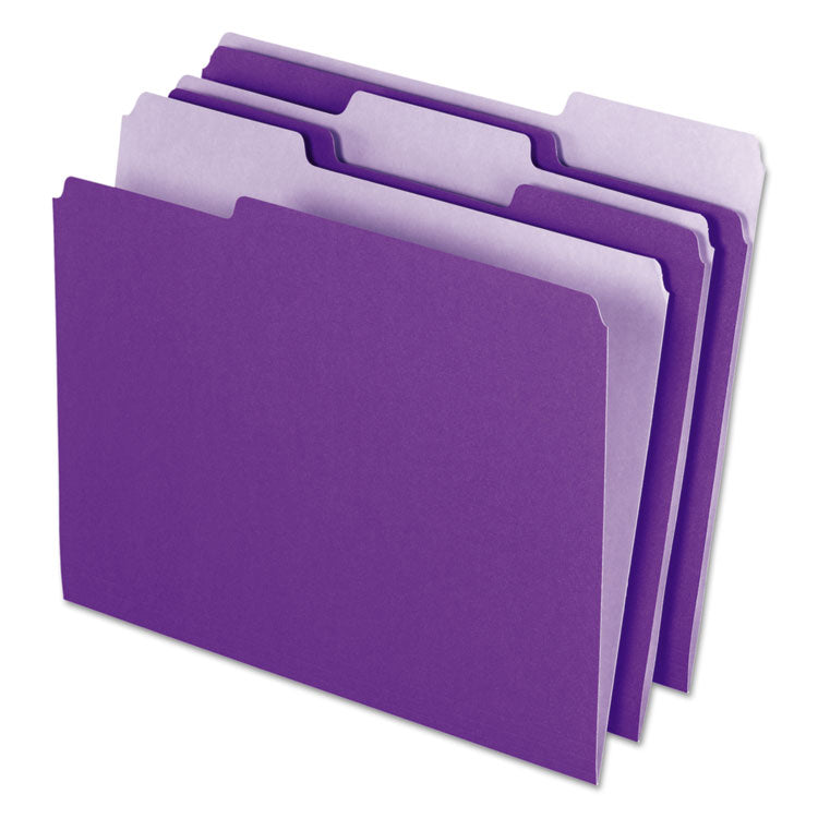 Pendaflex - Interior File Folders, 1/3-Cut Tabs: Assorted, Letter Size, Violet, 100/Box