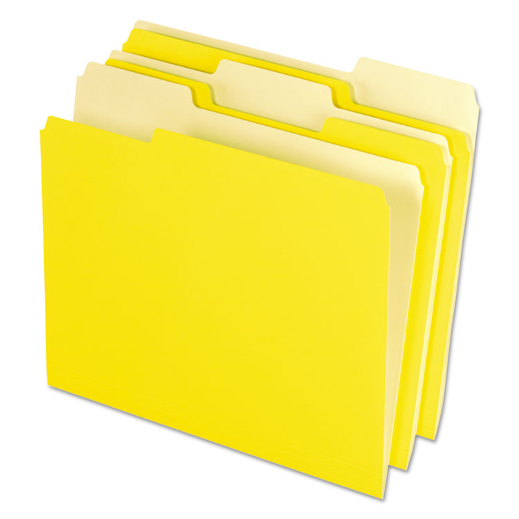 Pendaflex - Interior File Folders, 1/3-Cut Tabs: Assorted, Letter Size, Yellow, 100/Box