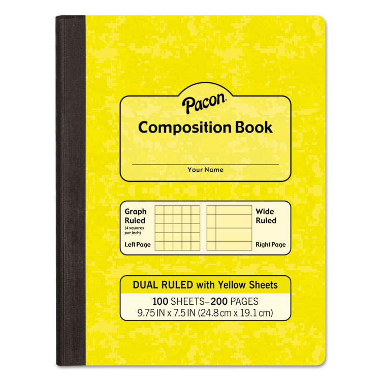 Pacon - Composition Book, Wide/Legal Rule, Yellow Cover, (100) 9.75 x 7.5 Sheets