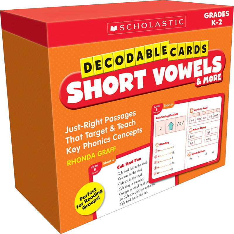 SCHOLASTIC TEACHING SOLUTIONS - Decodable Cards: Short Vowels & More