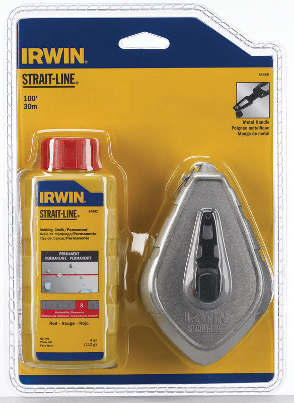 IRWIN - Irwin Strait-Line 4 oz Red Twisted Chalk and Reel Set 100 ft. White