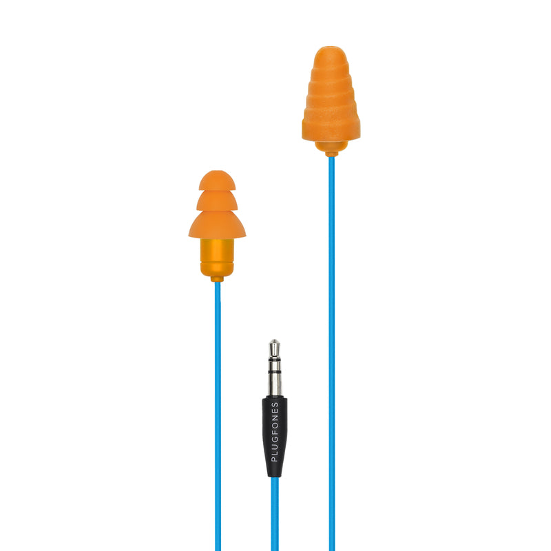 PLUGFONES - Plugfones Guardian 29 dB Nylon/Silicone/Soft Foam 3.5 MM Jack Earplugs/Earphones Blue/Orange 1 pair