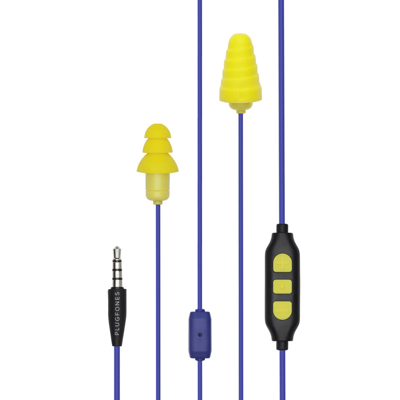 PLUGFONES - Plugfones Guardian Plus 29 dB Nylon/Silicone/Soft Foam 3.5 MM Jack Earplugs/Earphones w/Mic Yellow 1