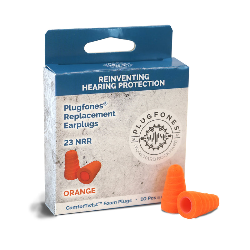 PLUGFONES - Plugfones ComforTwist 29 dB Soft Foam Replacement Tip Replacement Ear Plugs Orange 5 pair