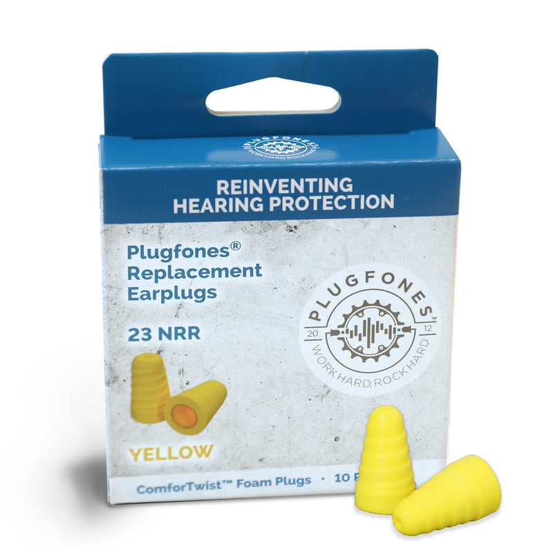 PLUGFONES - Plugfones ComforTwist 29 dB Soft Foam Replacement Tip Replacement Ear Plugs Yellow 5 pair