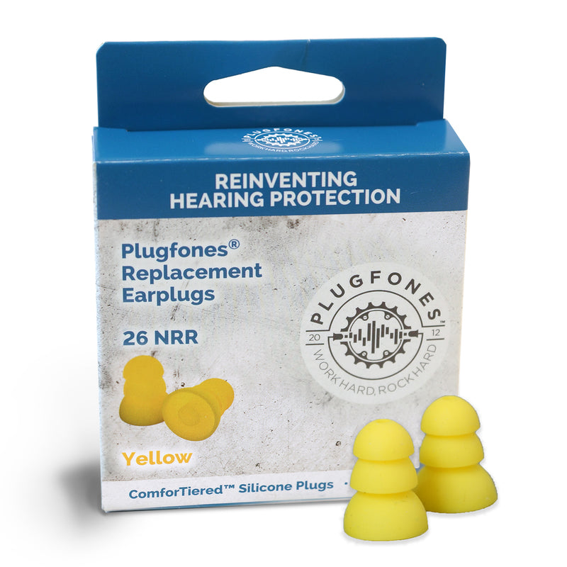 PLUGFONES - Plugfones ComforTiered 27 dB Silicone Replacement Tip Replacement Ear Plugs Yellow 5 pair