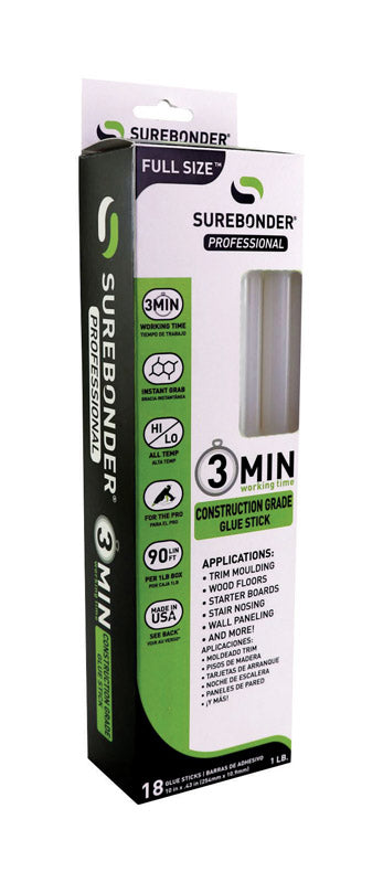 SUREBONDER - Surebonder .41 in. D X 10 in. L 3 Minute 3 Minute Construction Grade Glue Sticks Clear 18 pk