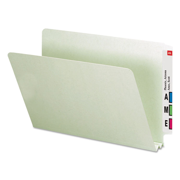 Smead - Extra-Heavy Recycled Pressboard End Tab Folders, Straight Tabs, Legal Size, 2" Expansion, Gray-Green, 25/Box