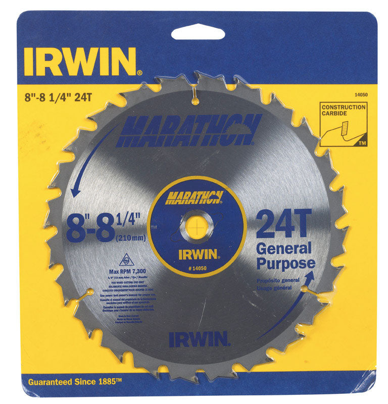 IRWIN - Irwin Marathon 8-1/4 in. D X 5/8 in. Carbide Miter and Table Saw Blade 24 teeth 1 pk