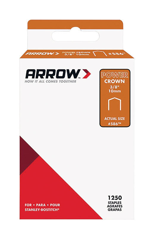 ARROW FASTENER - Arrow #586 3/8 in. W X 3/8 in. L 18 Ga. Power Crown Standard Staples 1250 pk