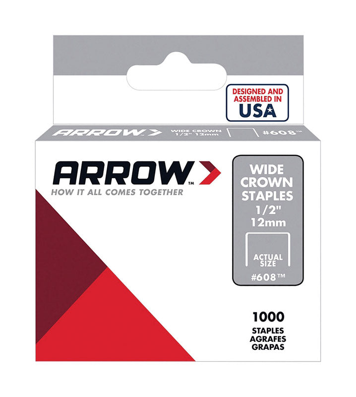 ARROW FASTENER - Arrow #608 1/2 in. W X 1/2 in. L 25 Ga. Wide Crown Standard Staples 1000 pk