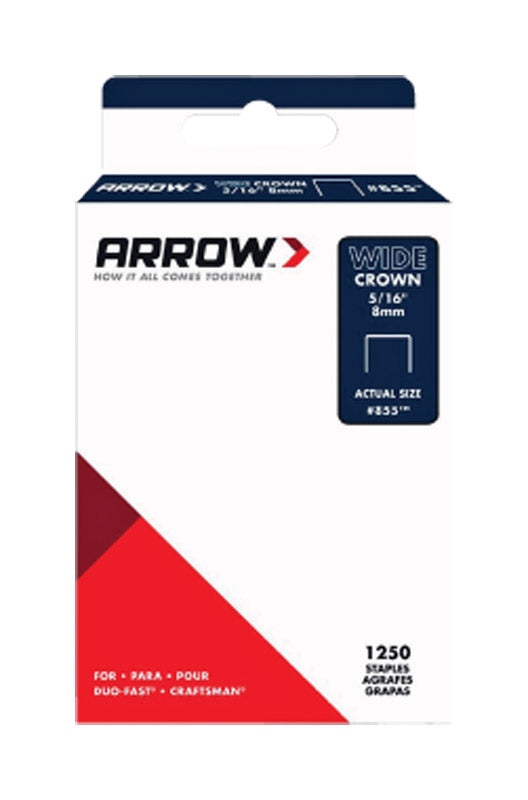 ARROW FASTENER - Arrow #855 1/2 in. W X 5/16 in. L 18 Ga. Wide Crown Standard Staples 1250 pk