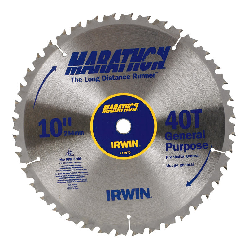 IRWIN - Irwin Marathon 10 in. D X 5/8 in. Carbide Miter and Table Saw Blade 40 teeth 1 pk