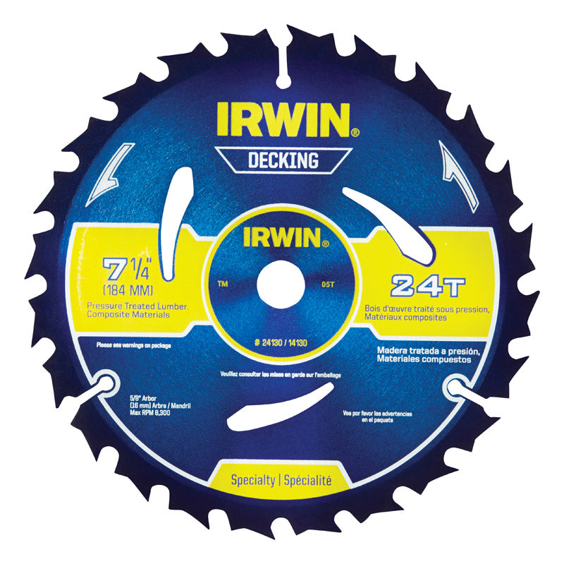 IRWIN - Irwin Marathon 7-1/4 in. D X 5/8 in. Carbide Circular Saw Blade 24 teeth 1 pk [14130]