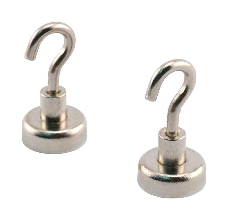 MAGNET SOURCE - Magnet Source 1.4 in. L X .787 in. W Silver Magnetic Hook 28 lb. pull 2 pc