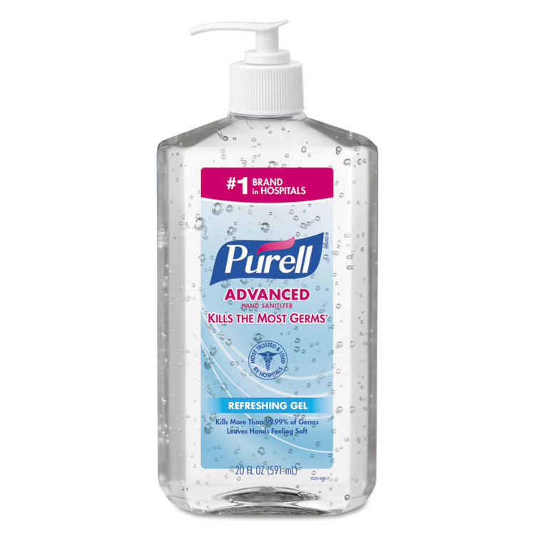 PURELL - Advanced Refreshing Gel Hand Sanitizer, 20 oz Pump Bottle, Clean Scent, 12/Carton