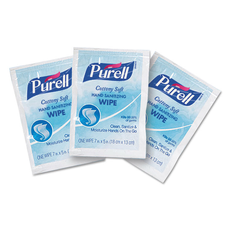 PURELL - Cottony Soft Individually Wrapped Sanitizing Hand Wipes, 5 x 7, 1,000/Carton