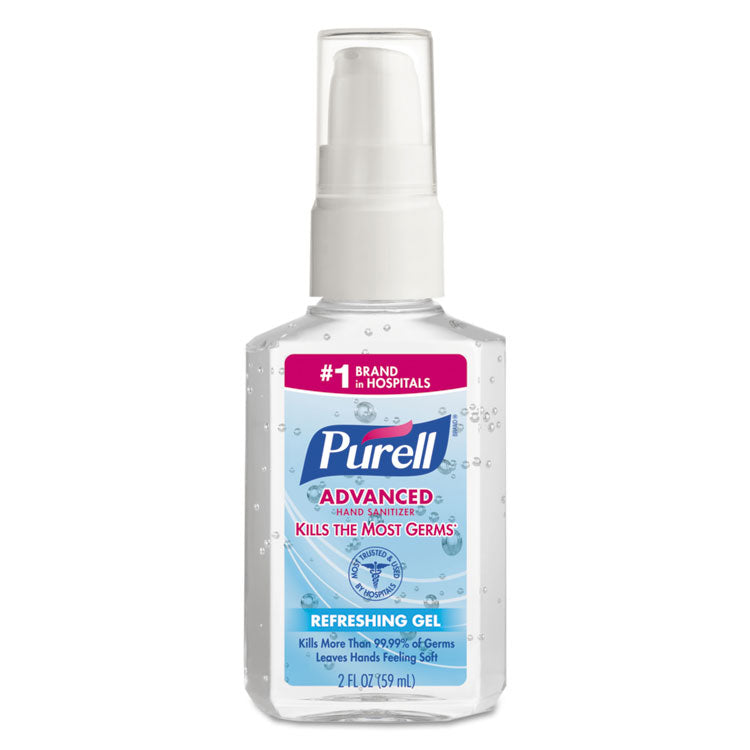 PURELL - Advanced Gel Hand Sanitizer, 2 oz Pump Bottle, Refreshing Scent, 24/Carton
