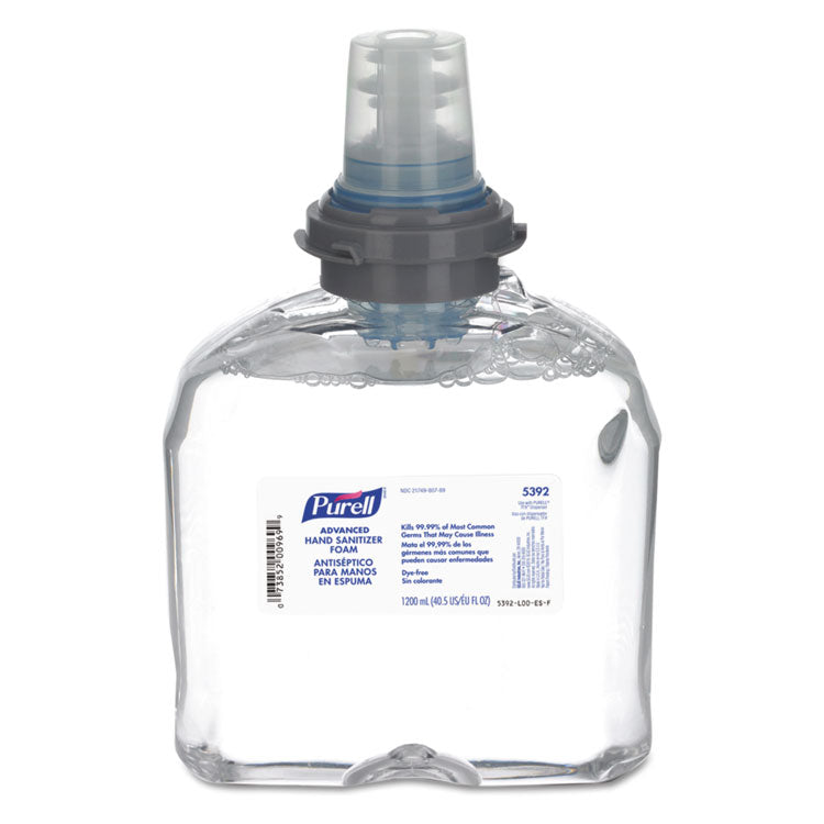 PURELL - Advanced TFX Refill Instant Foam Hand Sanitizer, 1,200 mL, Unscented, 2/Caton