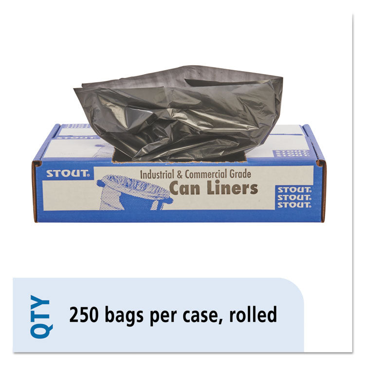 Stout by Envision - Total Recycled Content Plastic Trash Bags, 10 gal, 1 mil, 24" x 24", Brown/Black, 250/Carton