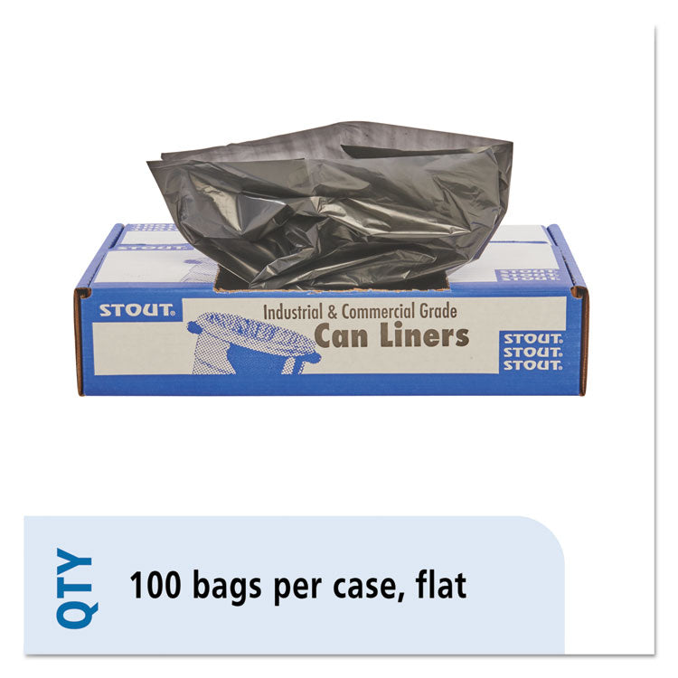 Stout by Envision - Total Recycled Content Plastic Trash Bags, 30 gal, 1.3 mil, 30" x 39", Brown/Black, 100/Carton