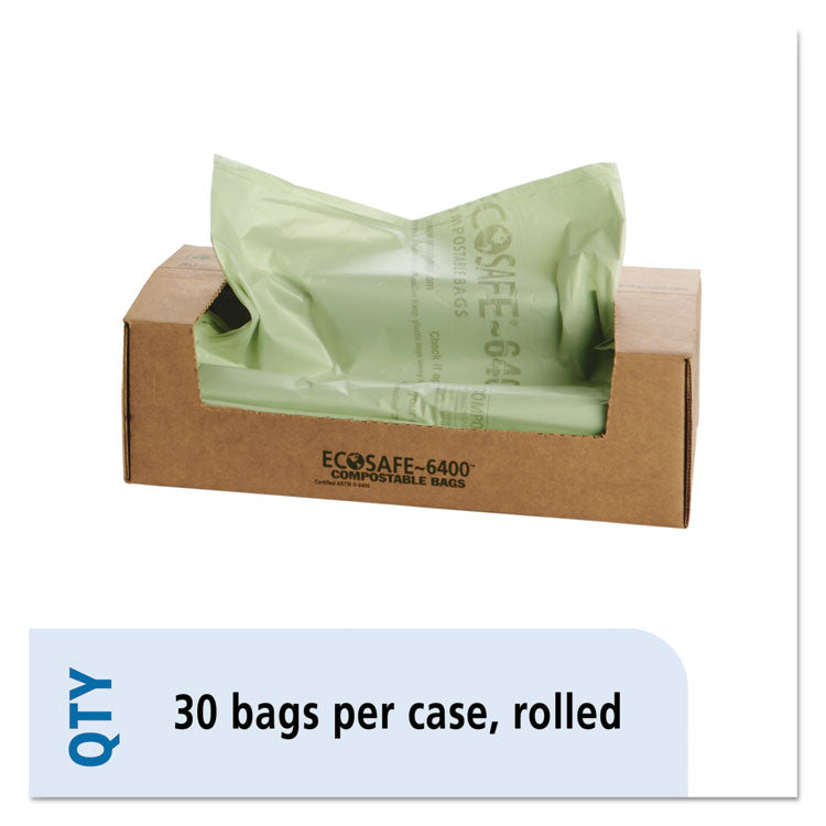 Stout by Envision - EcoSafe-6400 Bags, 64 gal, 0.85 mil, 48" x 60", Green, 30/Box