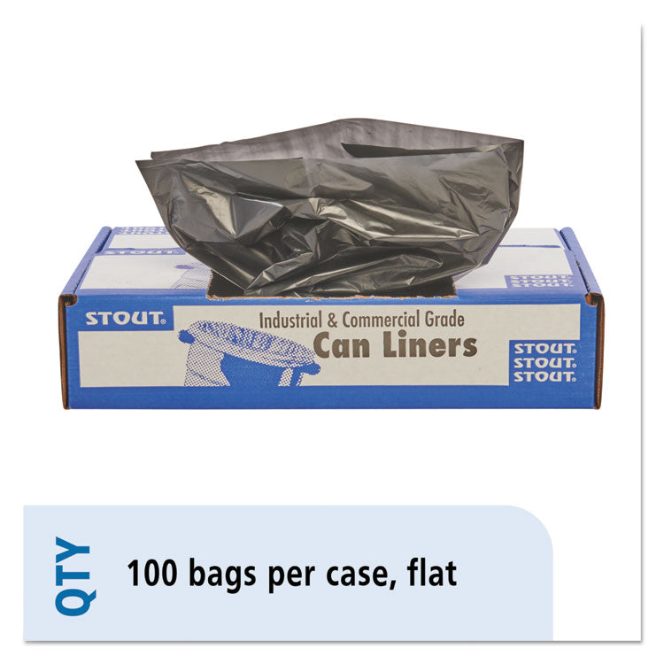 Stout by Envision - Total Recycled Content Plastic Trash Bags, 33 gal, 1.3 mil, 33" x 40", Brown/Black, 100/Carton