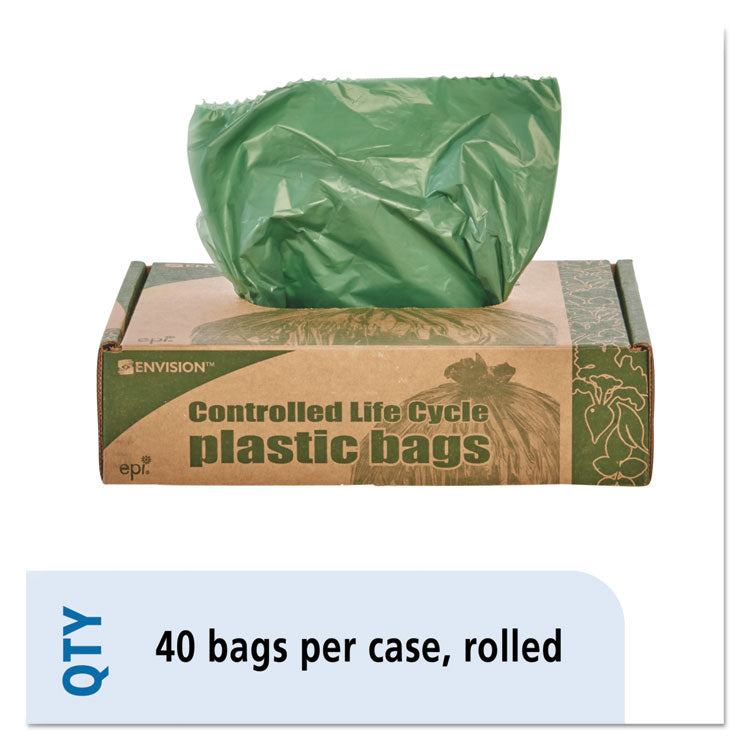 Stout by Envision - Controlled Life-Cycle Plastic Trash Bags, 33 gal, 1.1 mil, 33" x 40", Green, 40/Box