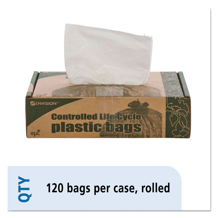 Stout by Envision - Controlled Life-Cycle Plastic Trash Bags, 13 gal, 0.7 mil, 24" x 30", White, 120/Box