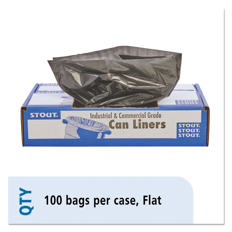 Stout by Envision - Total Recycled Content Plastic Trash Bags, 33 gal, 1.5 mil, 33" x 40", Brown/Black, 100/Carton