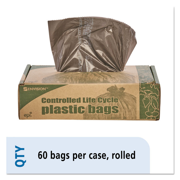 Stout by Envision - Controlled Life-Cycle Plastic Trash Bags, 30 gal, 0.8 mil, 30" x 36", Brown, 60/Box