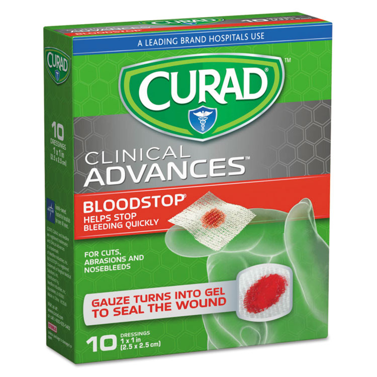 Curad - Bloodstop Sterile Hemostat Gauze Pad, 1 x 1, 10/Box