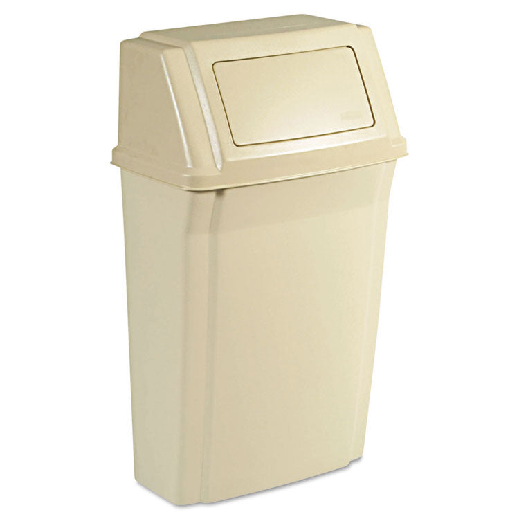 Rubbermaid Commercial - Slim Jim Wall-Mounted Container, 15 gal, Plastic, Beige