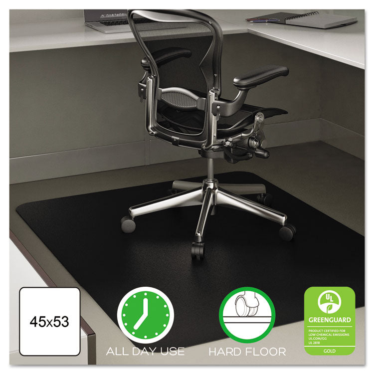 deflecto - EconoMat All Day Use Chair Mat for Hard Floors, Flat Packed, 45 x 53, Black