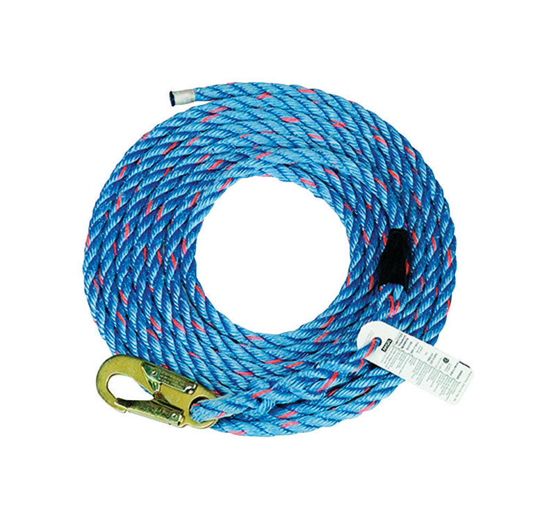 SAFETY WORKS - Safety Works Polyester/Steel Rope with Snap Hook 50 ft. L Blue 1 pc