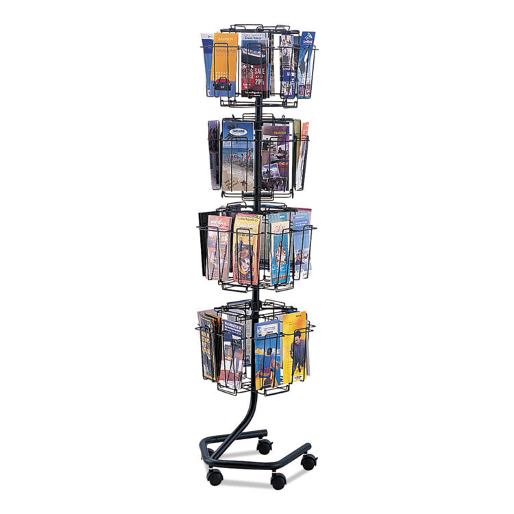 Safco - Wire Rotary Display Racks, 32 Compartments, 15w x 15d x 60h, Charcoal