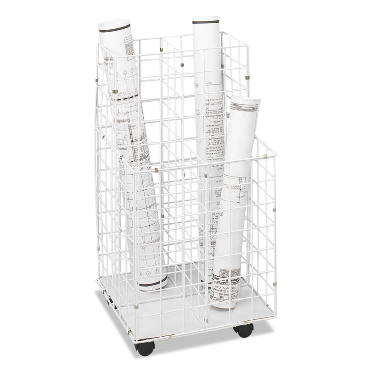 Safco - Wire Roll Files, 4 Compartments, 16.25w x 16.5d x 30.5h, White