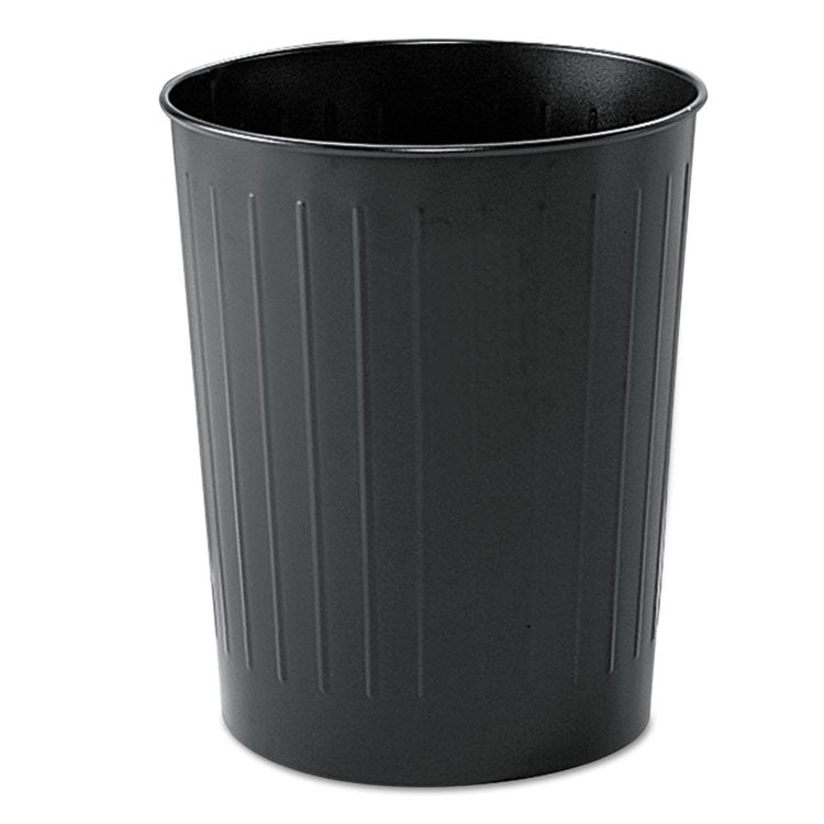 Safco - Round Wastebaskets, 6 gal, Steel, Black