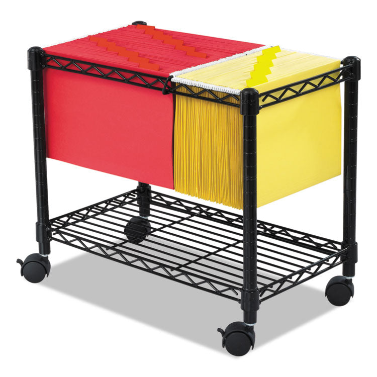 Safco - Wire Mobile File, Metal, 1 Shelf, 2 Bins, 14" x 24" x 20.5", Black