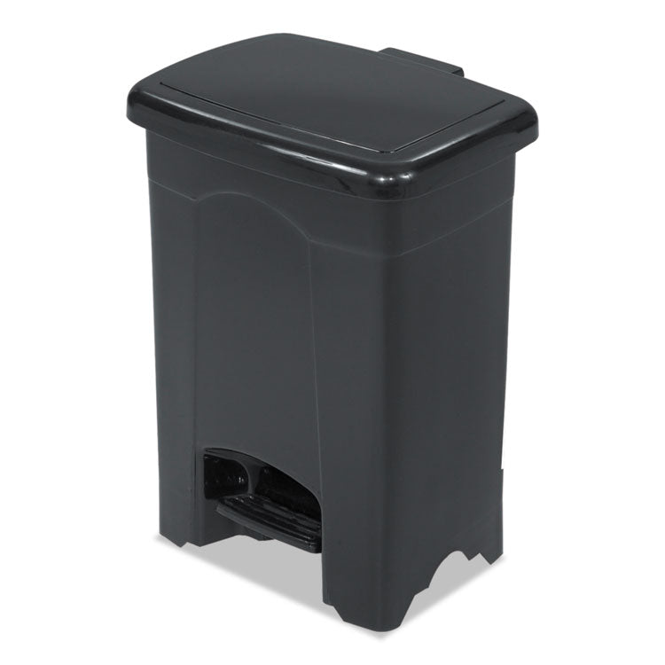 Safco - Plastic Step-On Receptacle, 4 gal, Plastic, Black