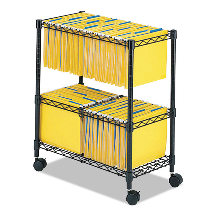 Safco - Two-Tier Rolling File Cart, Metal, 3 Bins, 25.75" x 14" x 29.75", Black