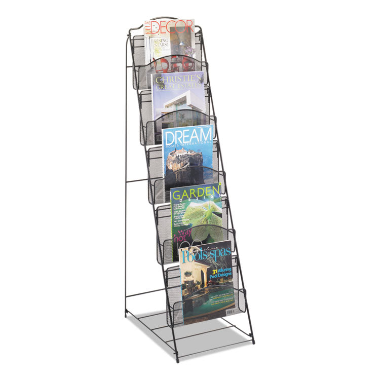 Safco - Onyx Magazine Floor Rack, 12.5w x 18.5d x 46h, Black