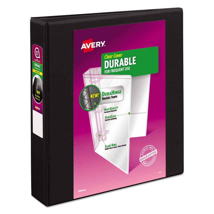 Avery - Durable View Binder with DuraHinge and Slant Rings, 3 Rings, 1.5" Capacity, 11 x 8.5, Black