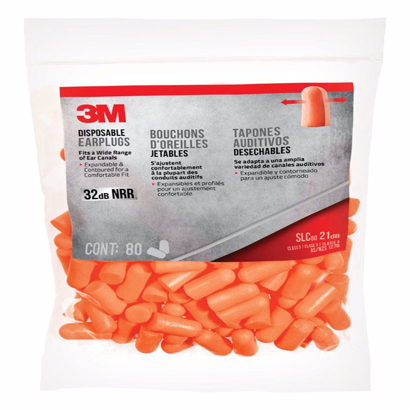 3M - 3M 32 dB Soft Foam Earplugs Orange 80 pair